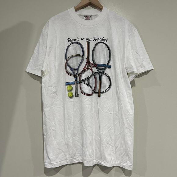 Vintage Tennis Is My Racket Tee Shirt - Picture 1 of 7